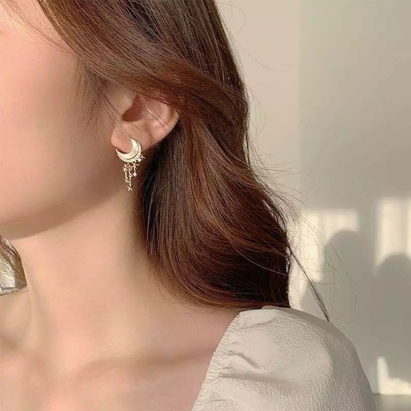 Star moon earrings - Picture 3 of 5